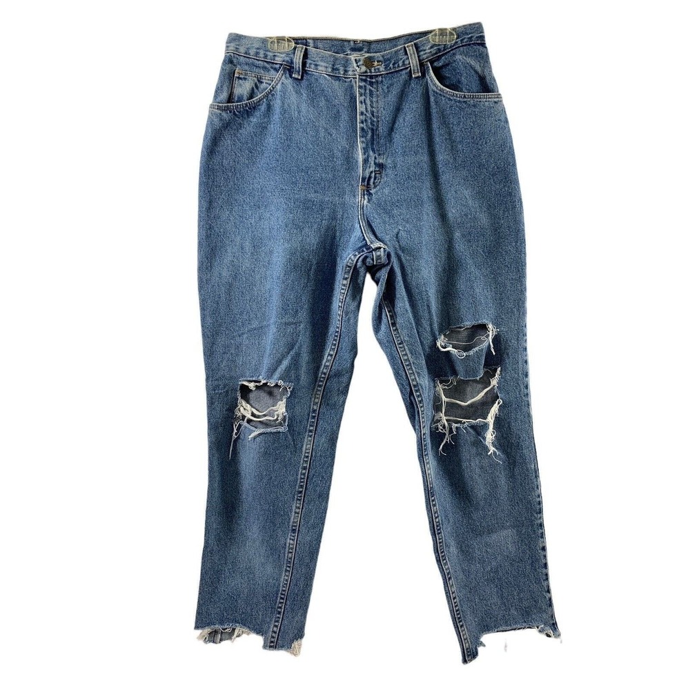 Gitano Jeans Womens 16 Avg Distressed Destroyed Holes Medium Wash Denim Raw Hem